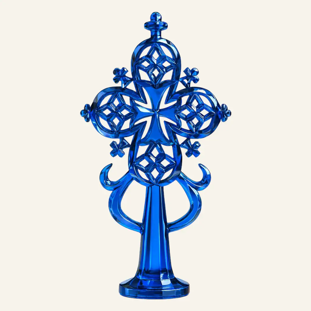 AXUMITE CRYSTAL CROSS - BLUE in blue