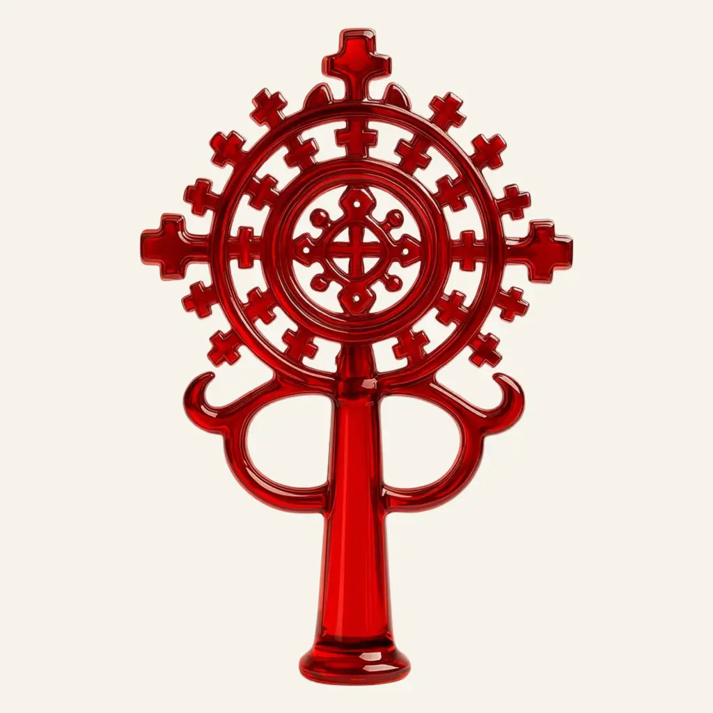 AXUMITE CRYSTAL CROSS - RED in red
